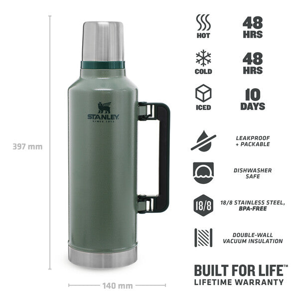 Stanley The Lagendry Classic Bottle 2.3L 10-07935-044 Hammertone Green - Shams Shopping Centre Stanley  