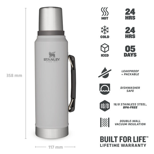 Stanley Classic Legendary Bottle | 1.0L | Ash - Shams Shopping Centre Stanley  