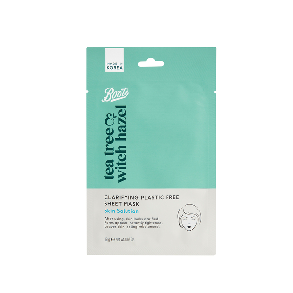 Boots Tea Tree Witch Hazel Clarifying Skin Solution Mask Sheet 19g - Shams Shopping Centre Boots  