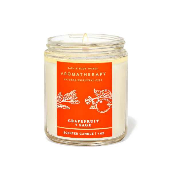 BBW Aromatherapy Grape Fruit +Sage Scented 1 Wick Candle 198g - Shams Shopping Centre Bath & Body Works  