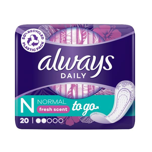 Always Daily To Go Normal Fresh Scent 20pcs - Shams Shopping Centre Always  
