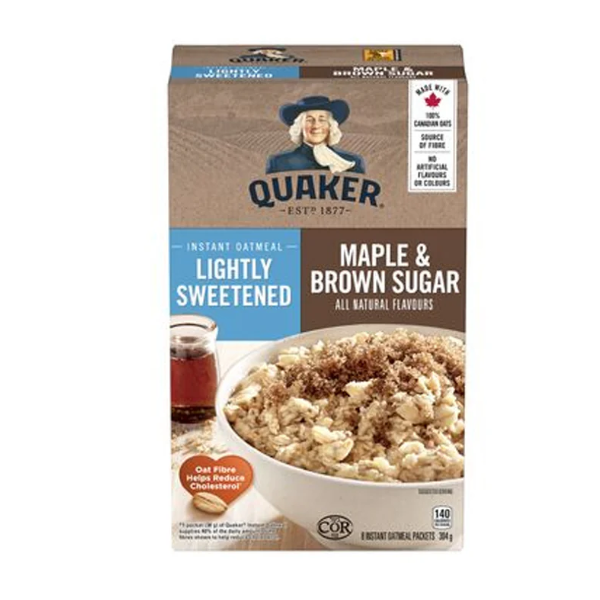 Quaker Maple & Brown Sugar Instant Oatmeal 264g - Shams Shopping Centre Quaker  