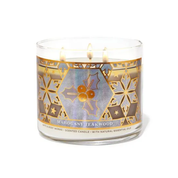 BBW Mahogany Teakwood 3 Wick Candle 411g - Shams Shopping Centre Bath & Body Works  