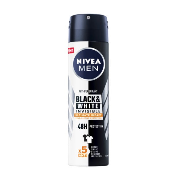 Nivea Men Black & White Invisible Ultimate Impact Body Spray 150ml - Shams Shopping Centre Nivea  