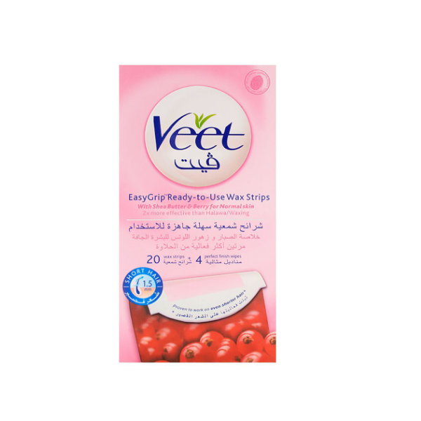 Veet Wax Strips Vitamin E & Cherry Oil Sensitive Skin Oil 20pcs - Shams Shopping Centre Veet  