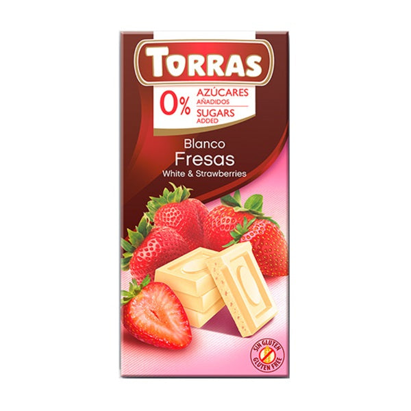 Torras Zero Sugar White & Strawberries Bar 75g - Shams Shopping Centre Torras  