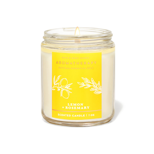 BBW White Barn 1 Wick Lemon Rosemary Scented Candle 198g