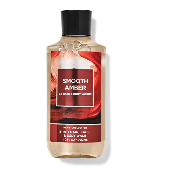 BBW Men's Smooth Amber 3In1 Hair Face & Body Shower Gel 295ml - Shams Shopping Centre Bath & Body Works  