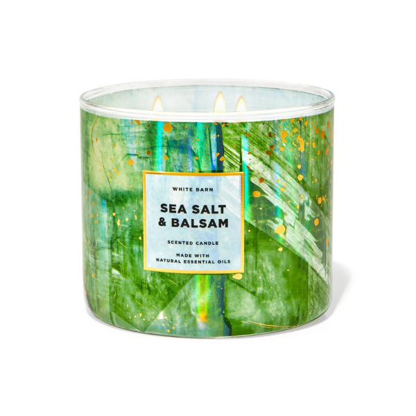 BBW White Barn Sea Salat & Balsam 3 Wick Candle 411g - Shams Shopping Centre Bath & Body Works  