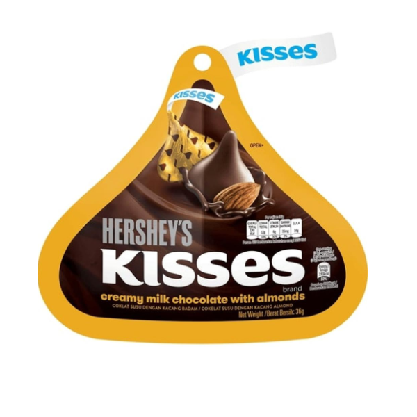 Hersheys Kisses Creamy MIlk Chocolate With Almonds 36g - Shams Shopping Centre Hersheys  