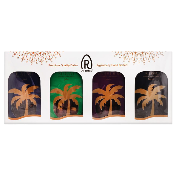 Al-Rafah Premium Collection 4in1 Date Box 1Kg - Shams Shopping Centre Al-Rafah  