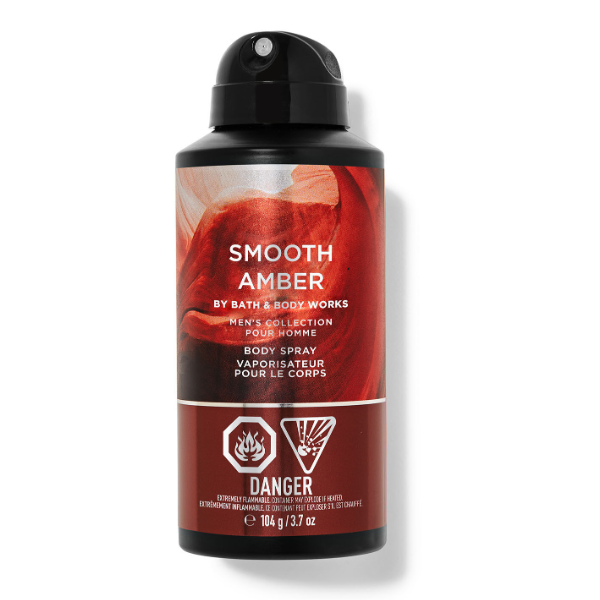 BBW Men's Smooth Amber Body Spray 104g - Shams Shopping Centre Bath & Body Works  