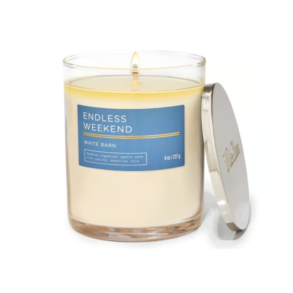 BBW White Barn Endless Weekend 1 Wick Candle 227g - Shams Shopping Centre Bath & Body Works  