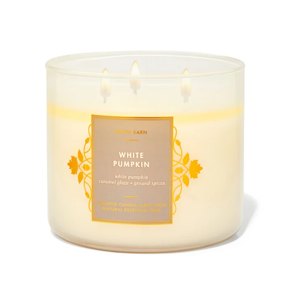 BBW White Barn White Pumpkin Scented Candle 411g - Shams Shopping Centre Bath & Body Works  