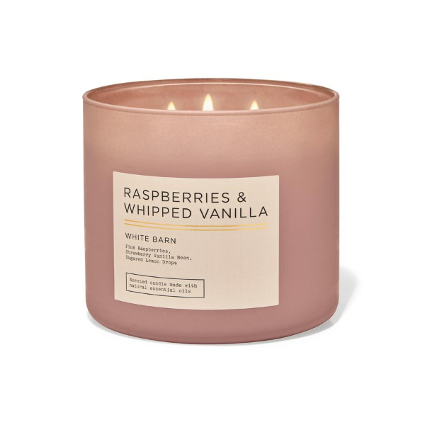 BBW White Barn Rasberries & Whipped Vanilla 3 Wick Candle 411g