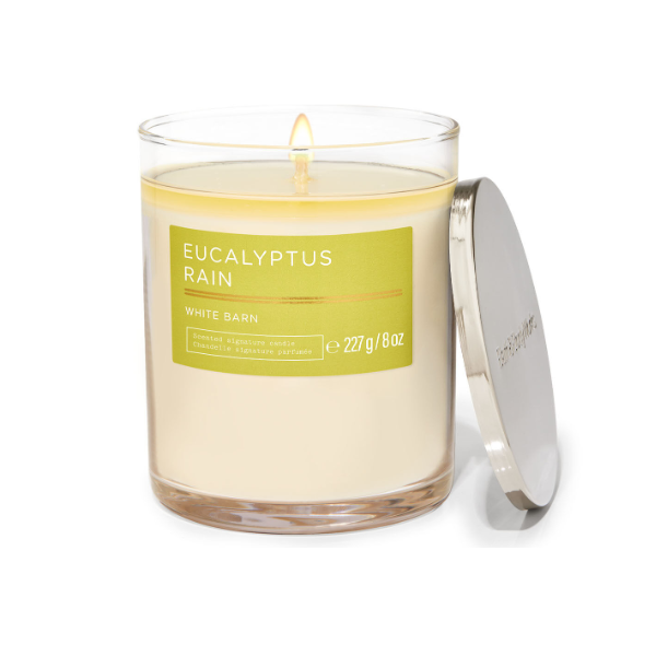 BBW White Barn Eucalyptus Rain 1 Wick Candle 227g