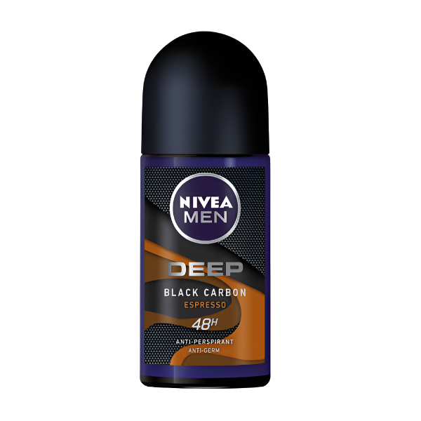 Nivea Men Deep Black Charcoal Espresso Roll On 50ml - Shams Shopping Centre Nivea  