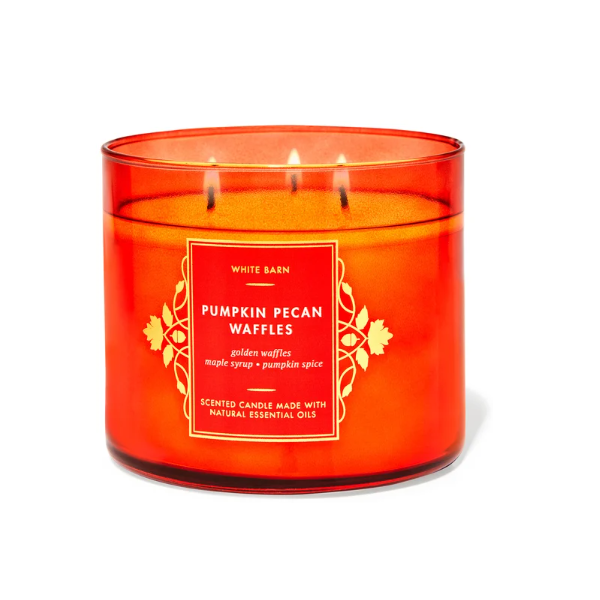 BBW White Barn Pumpkin Pecan Waffles 3 Wick Candle 411g - Shams Shopping Centre Bath & Body Works  