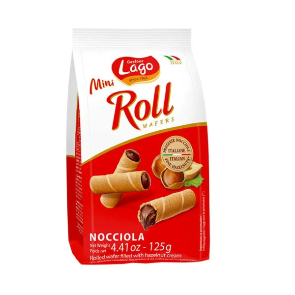 Lago Mini Roll Nocciola Wafers 125g - Shams Shopping Centre Lago  