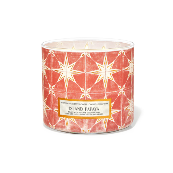 BBW White Barn Island Papaya 3 Wick Scented Candle 411g