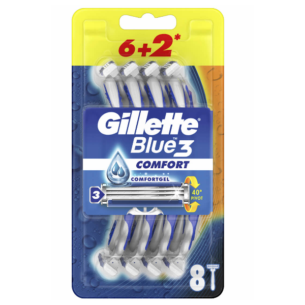Gillette Blue3 Comfort Razor 8pcs - Shams Shopping Centre Gillette  
