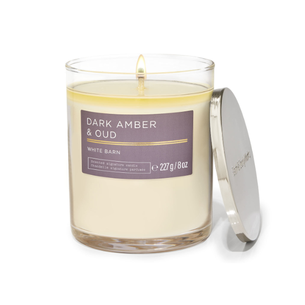 BBW White Barn Dark Amber & Oud 1 Wick Candle 227g