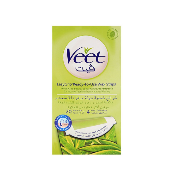 Veet Wax Strips Vitamin E & AloVera Sensitive Skin Oil 20pcs