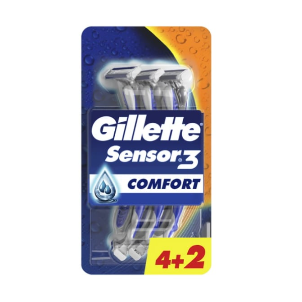 Gillette Sensor3 Comfort Razor 6pcs - Shams Shopping Centre Gillette  