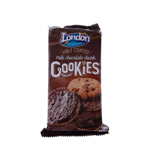 London Half Coated Milk Chocolate Chunk Cookies 160g - Shams Shopping Centre London Biscuits  