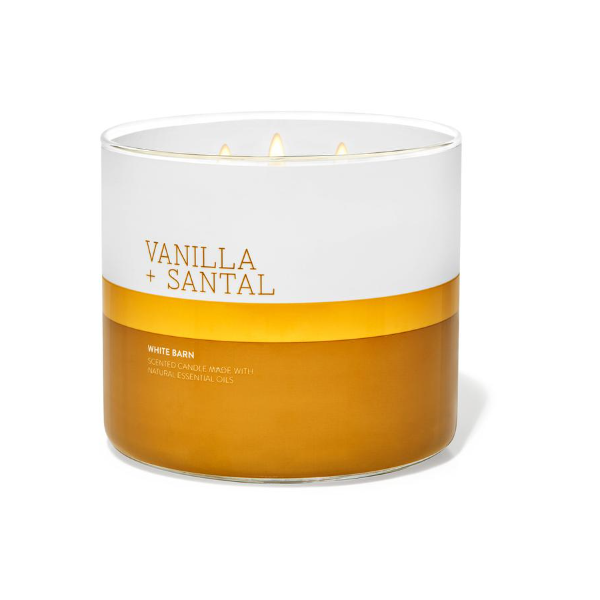 BBW Vanilla + Santal White Barn Scented Candle 411g - Shams Shopping Centre Bath & Body Works  