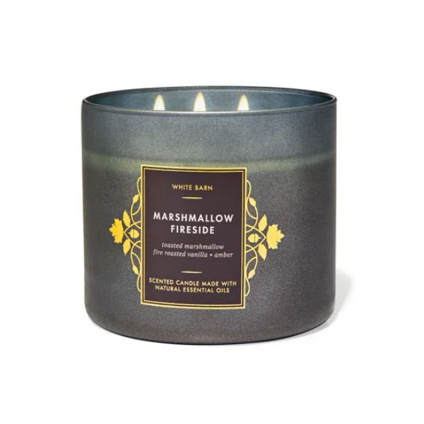 BBW White Barn Marshmallow Fireside 3 Wick Candle 411g - Shams Shopping Centre Bath & Body Works  
