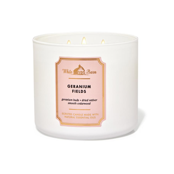 BBW Geranium Fields White Barn Scented Candle 411g - Shams Shopping Centre Bath & Body Works  