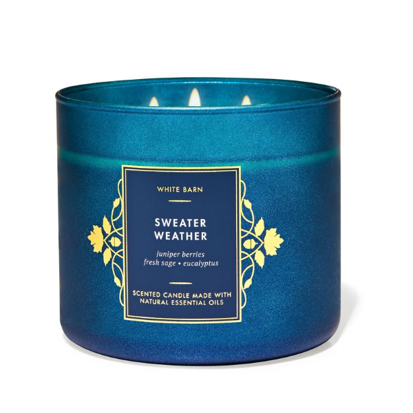 BBW White Barn Sweater Weather 3 Wick Candle 411g - Shams Shopping Centre Bath & Body Works  
