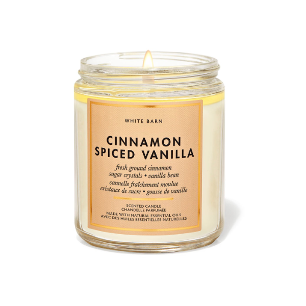 BBW White Barn 1 Wick Cinnamon Spiced Vanilla Candle 198g - Shams Shopping Centre Bath & Body Works  