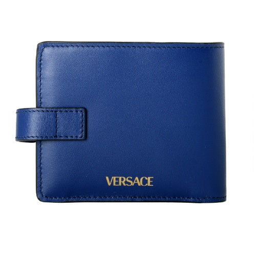 Versace Men Blue Wallet Gold Button (Y)