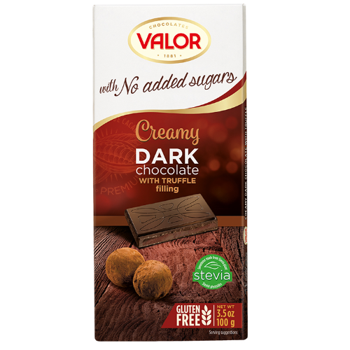 Valor Sugar Free Dark Chocolate With Truffle Filling 100g