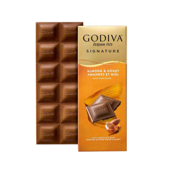 Godiva Signature Amond & Honey Milk Chocolate Bar 90g