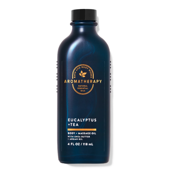 BBW Aromatherapy Eucalyptus +Tea Massage Body Oil 118ml - Shams Shopping Centre Bath & Body Works  