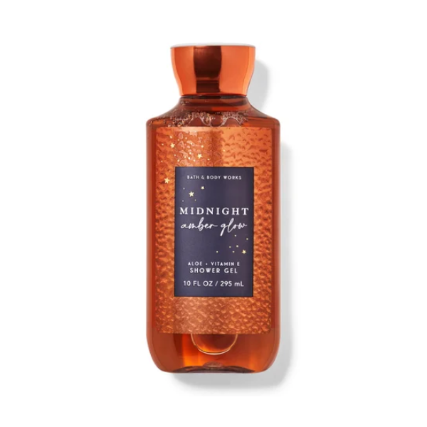 BBW Midnight Amber Glow Aloe+Vitamin E Shower Gel 295ml - Shams Shopping Centre Bath & Body Works  