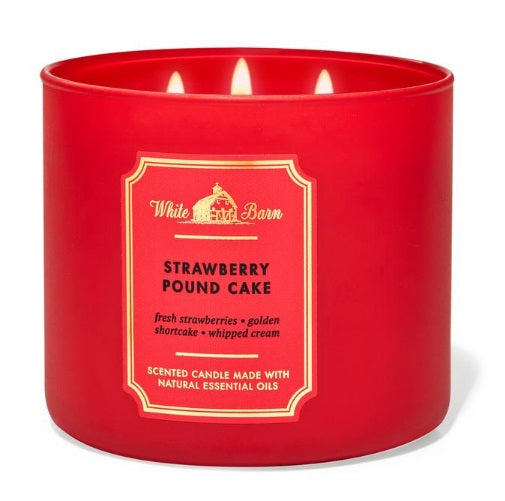 BBW White Barn Strawberry Pound Cake Scented Candle 411g - Shams Shopping Centre Bath & Body Works  
