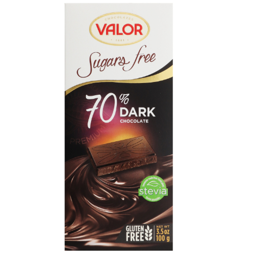 Valor Sugar Free 70% Dark Chocolate 100g