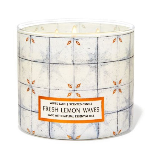 BBW White Barn Fresh Lemon Waves Scneted Candle 411g - Shams Shopping Centre Bath & Body Works  