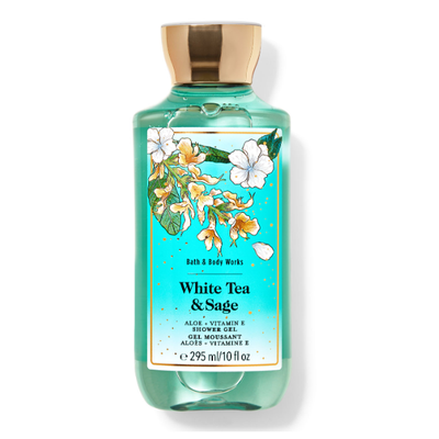 BBW White Tea & Sage Aloe + Vitamin E Shower Gel Moussant 295ml - Shams Shopping Centre Bath & Body Works  