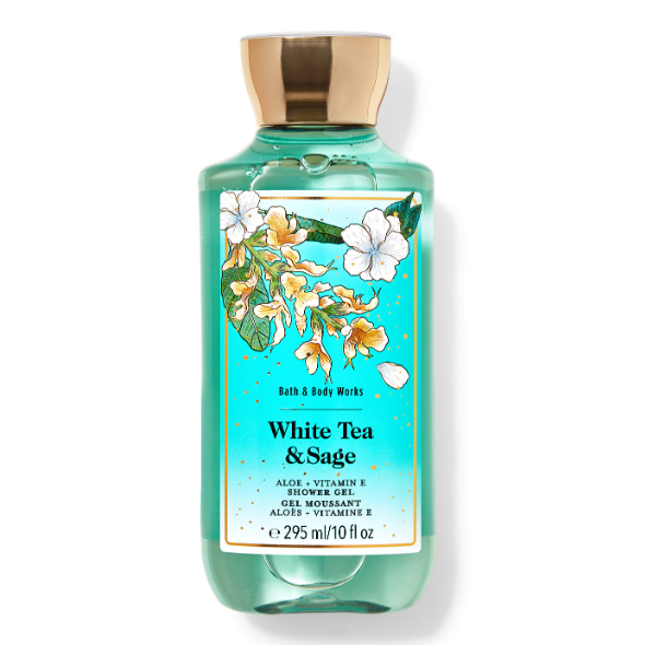 BBW White Tea & Sage Aloe + Vitamin E Shower Gel Moussant 295ml - Shams Shopping Centre Bath & Body Works  