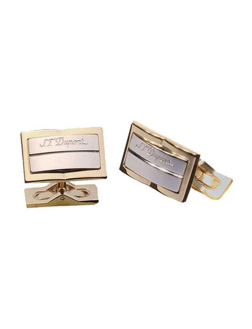 St.Dupont CL Rect Gatsby Inox/ Yellow PVD (005573) - Shams Shopping Centre ST Dupont  