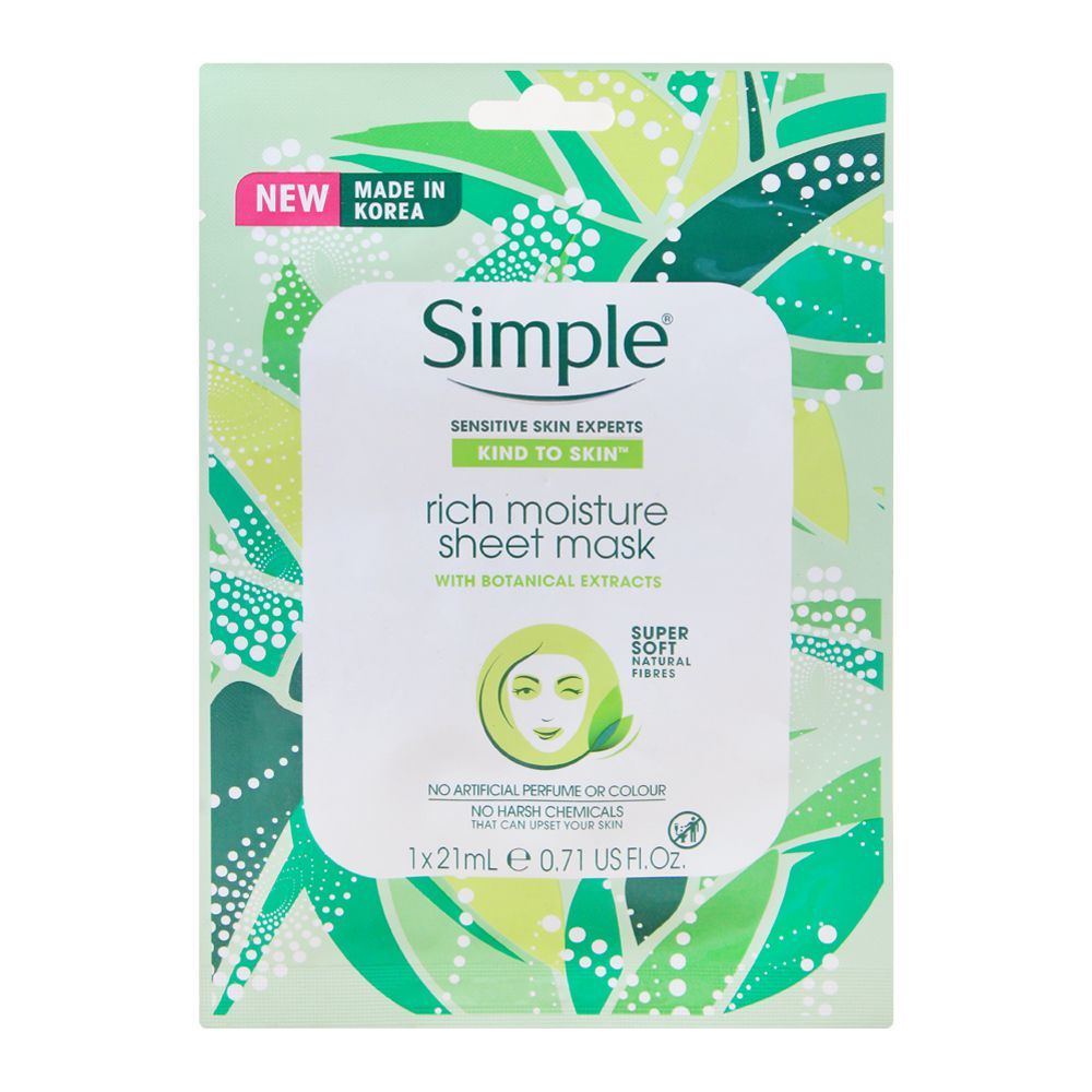 Simple Rich Moisture Sheet Mask 23ml - Shams Shopping Centre Simple  