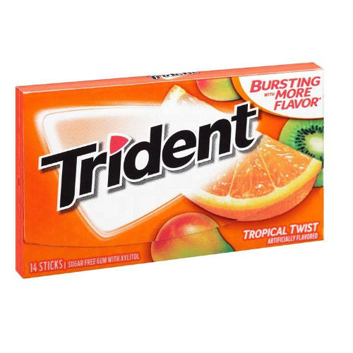 Trident Sugar Free Gum Tropical Twist 14s - Shams Shopping Centre Trident  