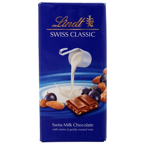Lindt Swiss Milk Chocolate with Raisins & Roasted Nuts 100g - Shams Shopping Centre LINDT  