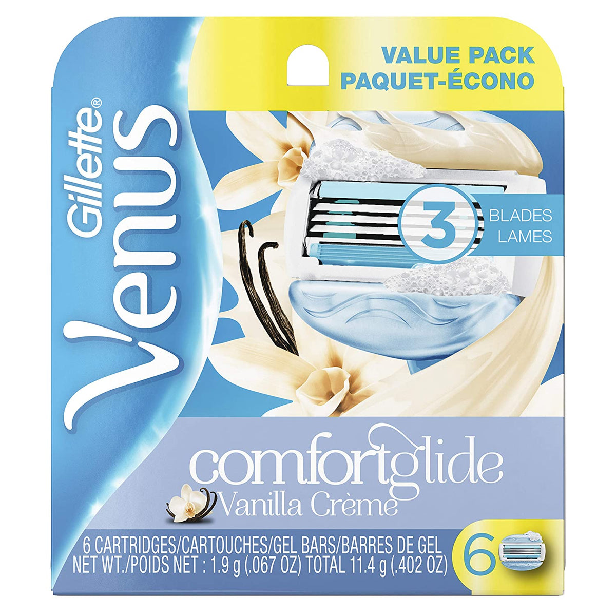 Gillette Venus Comfort Glid Vanilla Creme 3 Blades Kit - Shams Shopping Centre Gillette  