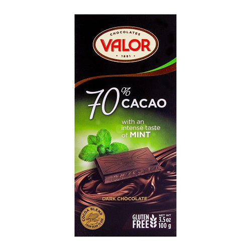 Valor 70% Cacao With Intense Taste of Mint Gluten Free 100g - Shams Shopping Centre Valor  